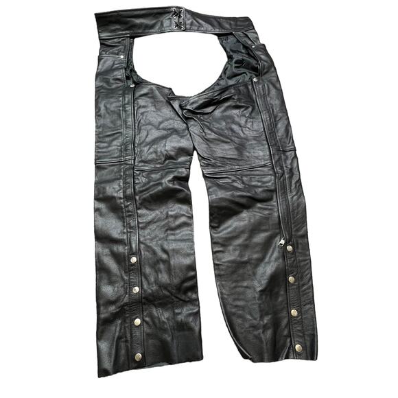 MataGear Inc Men’s 4XL Leather Motorcycle Chaps Pants with Button Zip Closure - Picture 7 of 8